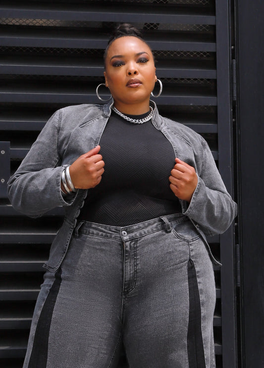 Belted Stonewash Denim Jacket