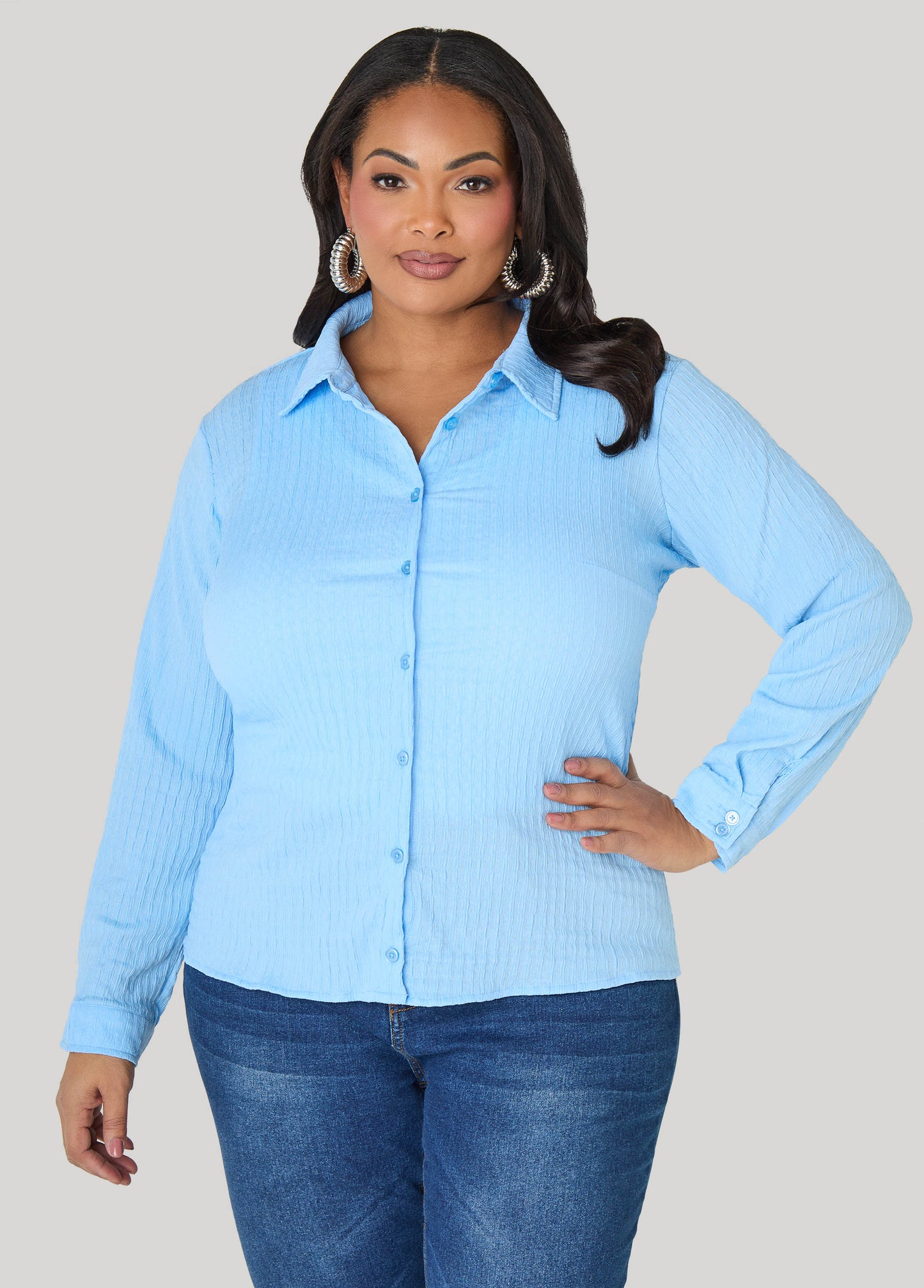 Textured Button Front Shirt