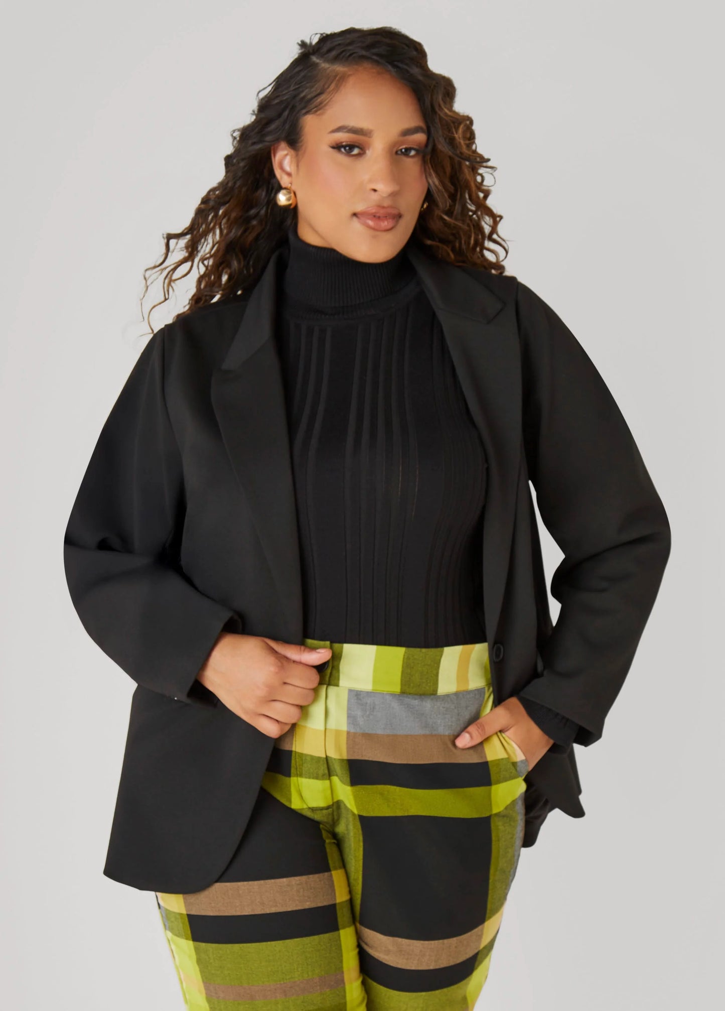 Turtleneck Ribbed Knit Sweater