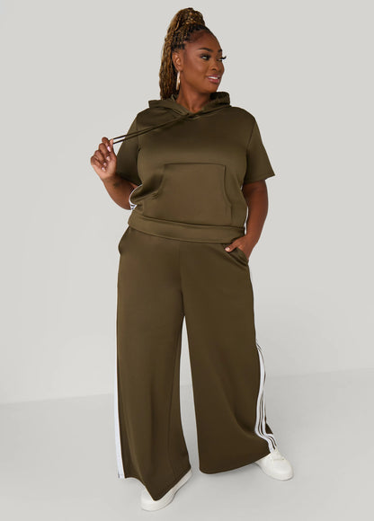 Hooded Stripe Trimmed Pullover