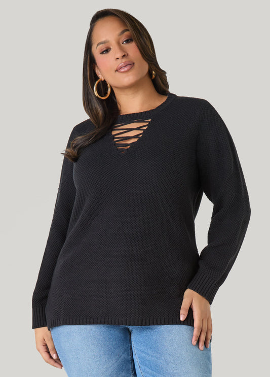 Lace Up Sweater