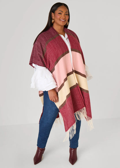Colorblock Brushed Knit Kimono