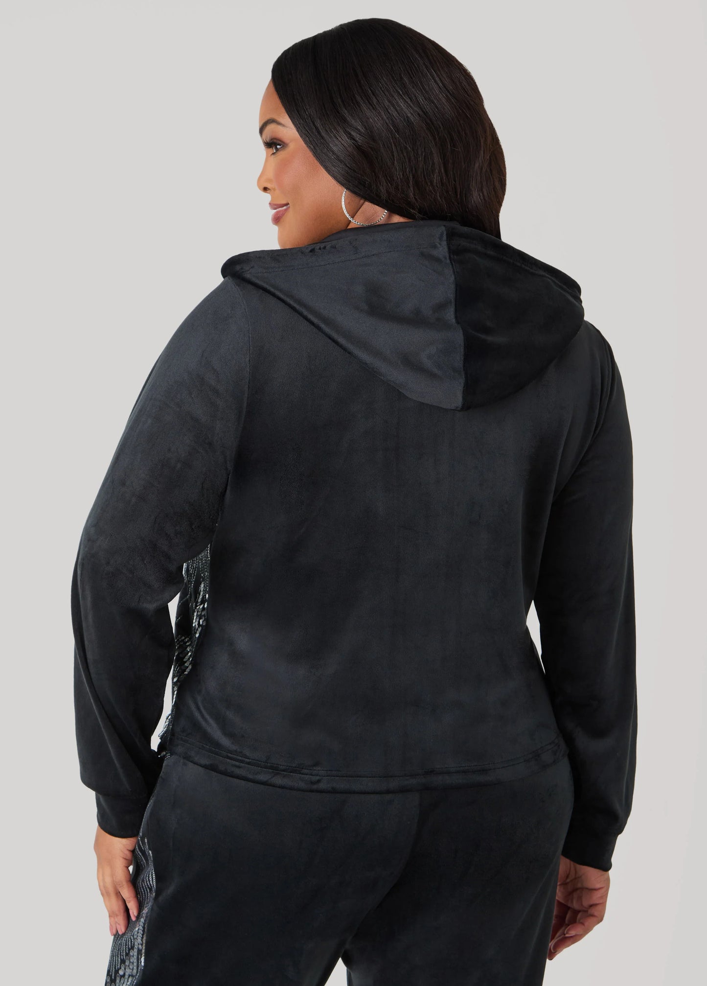 Sequined Velour Hoodie