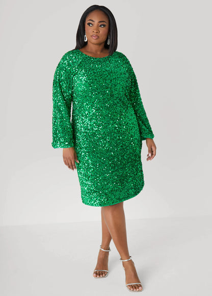 Sequin Velvet Sheath Dress