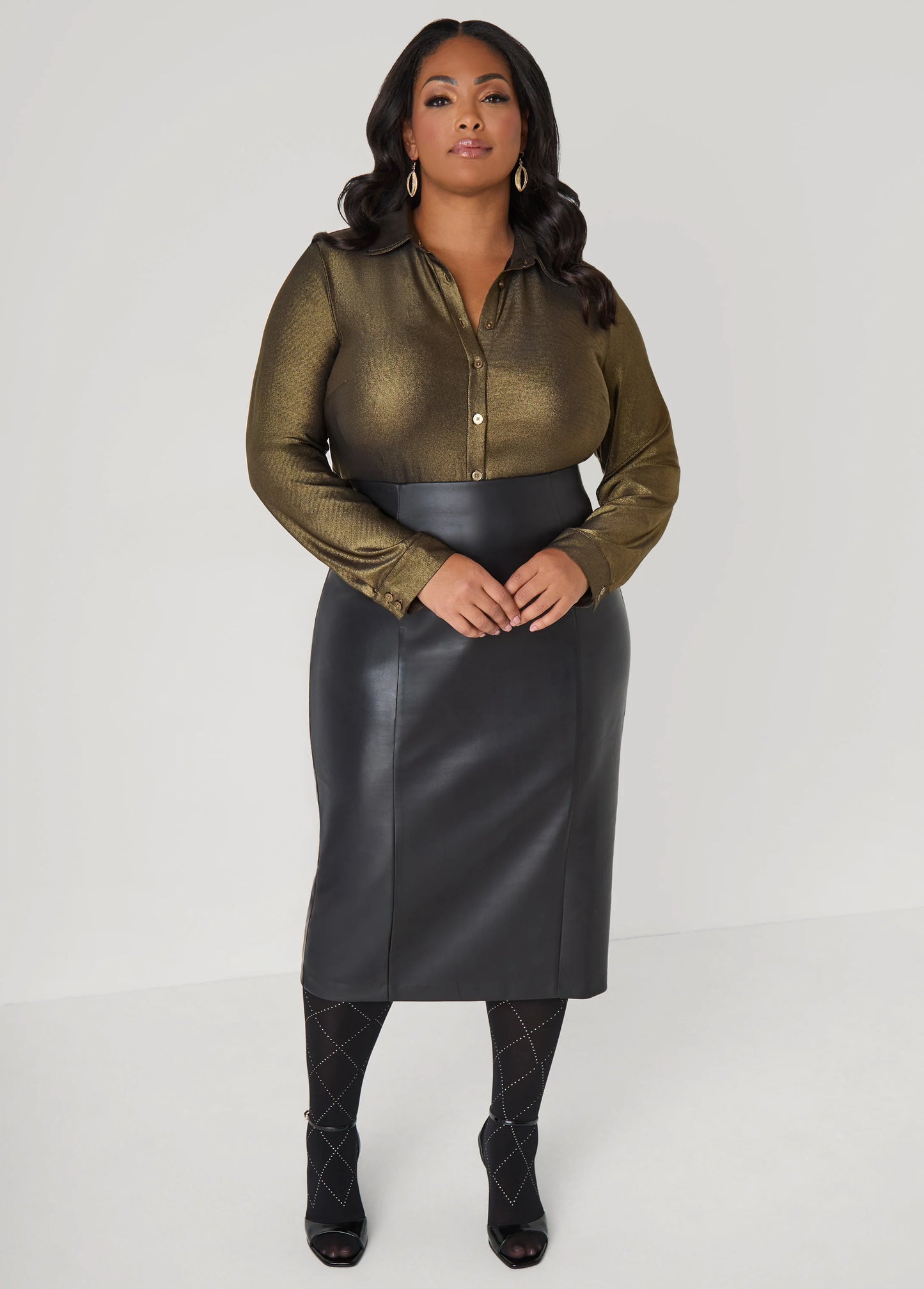 Metallic Stretch Knit Shirt