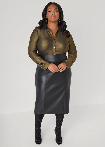 Metallic Stretch Knit Shirt