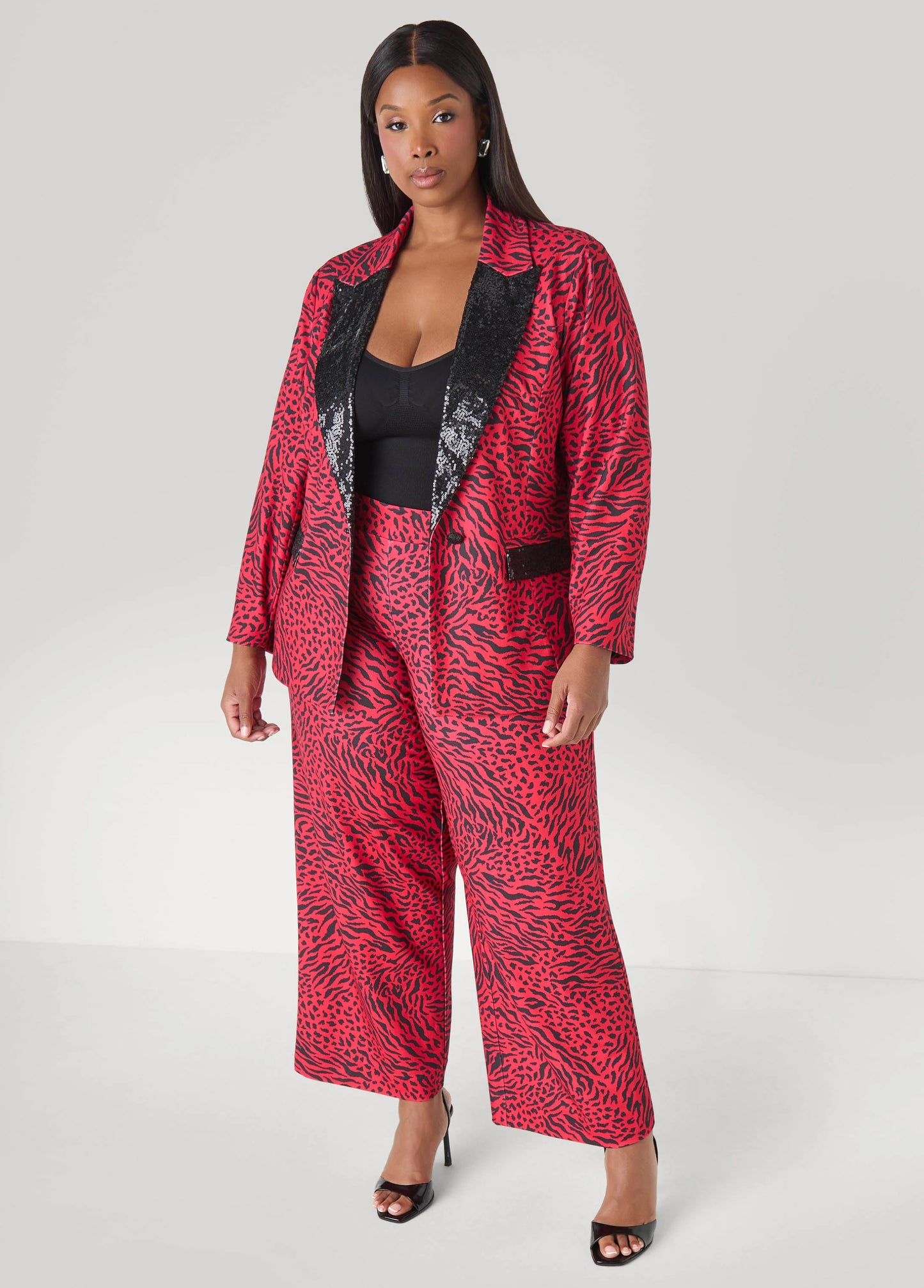 Sequined Animal Print Pants