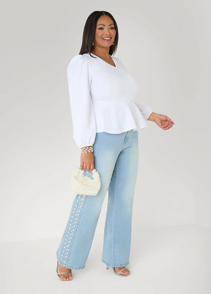 Puff Sleeved Peplum Top