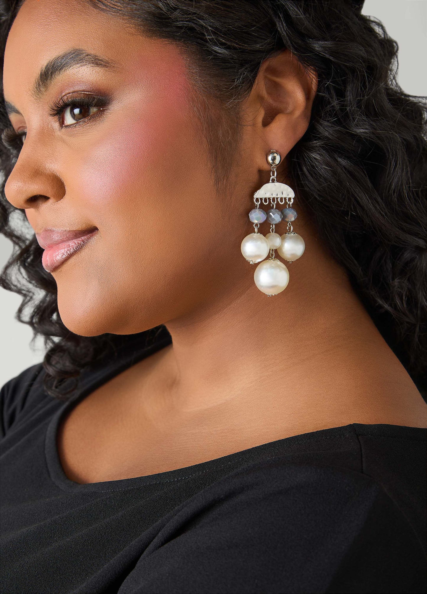 Faux Pearl Chandelier Earrings