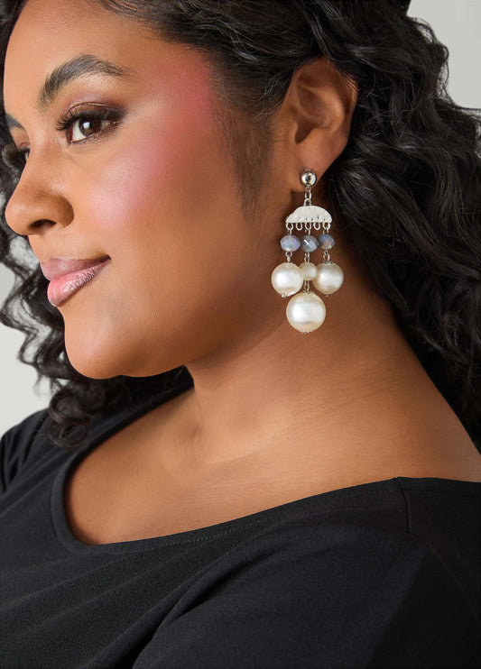 Faux Pearl Chandelier Earrings