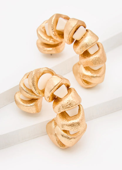 Gold And Stone Hoop Earrings