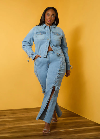 Lace Up Denim Jacket