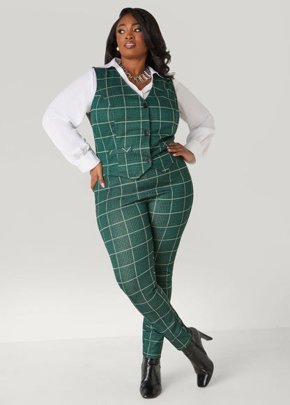 Paneled Plaid Vest