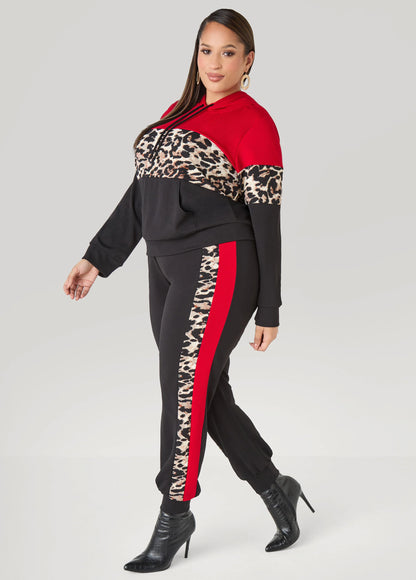 Animal Print Colorblock Hoodie