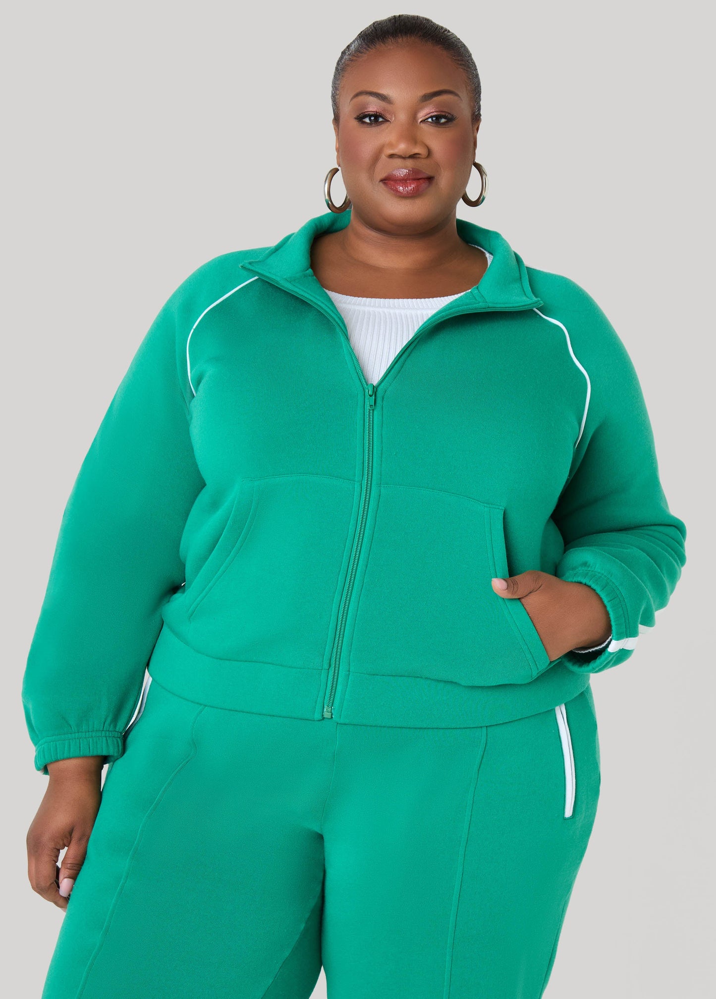 Piped Zip Front Track Jacket