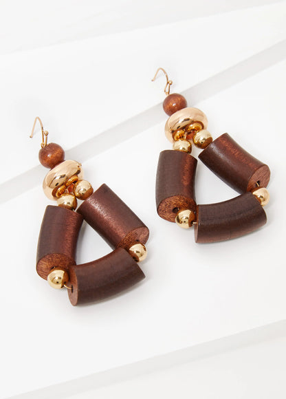 Wood And Bead Earrings