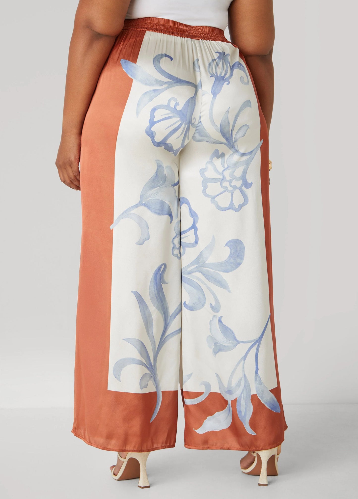 Floral Satin Wide Leg Pants