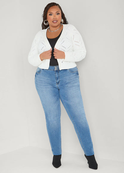 Pointelle Knit Chenille Cardigan