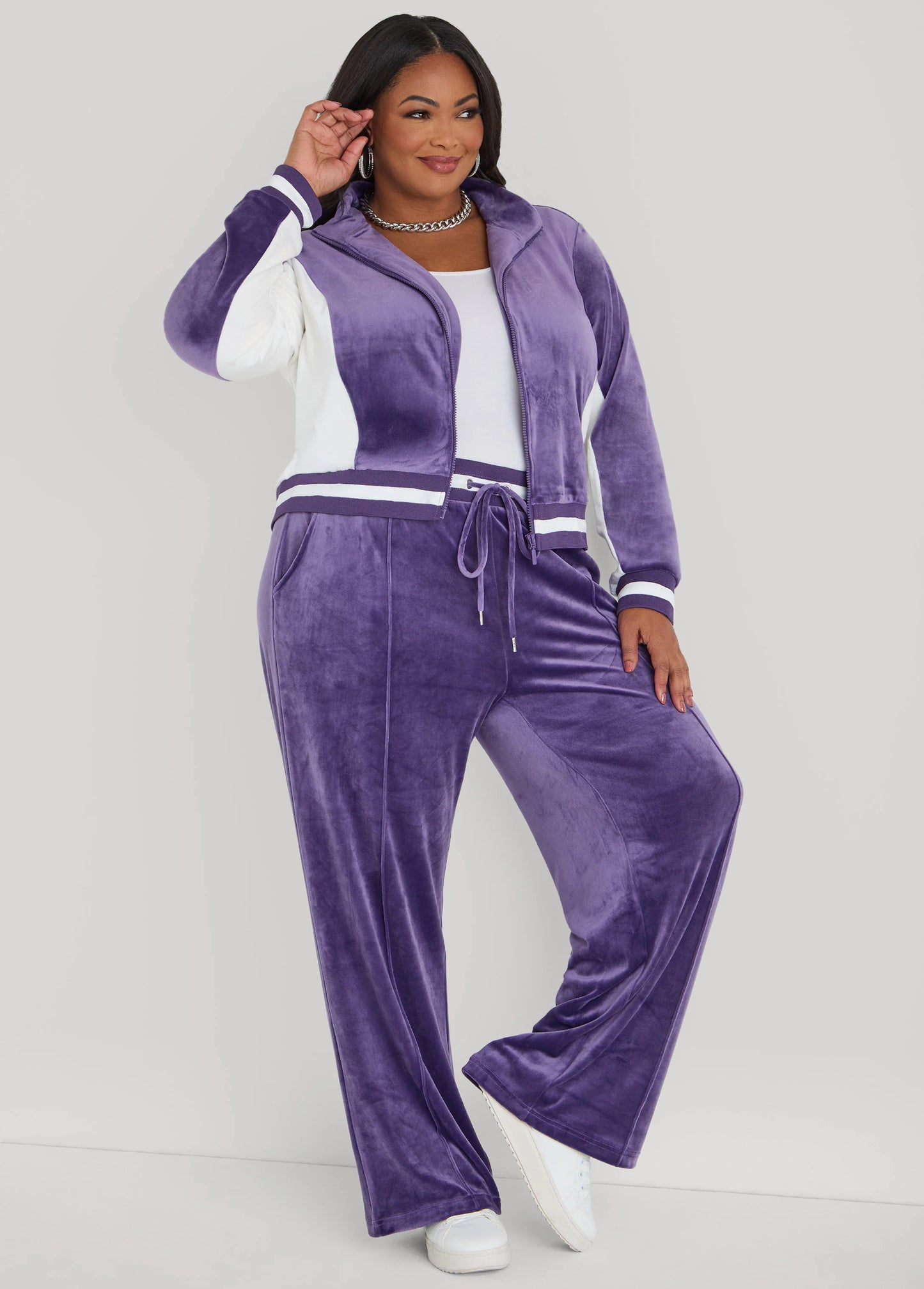 Stripe Trimmed Velour Pants