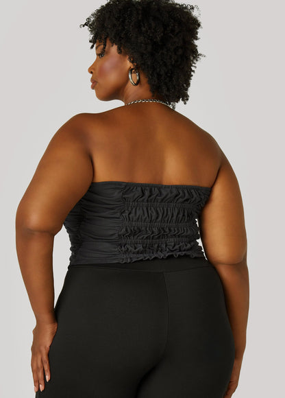 Strapless Ruched Mesh Corset Top