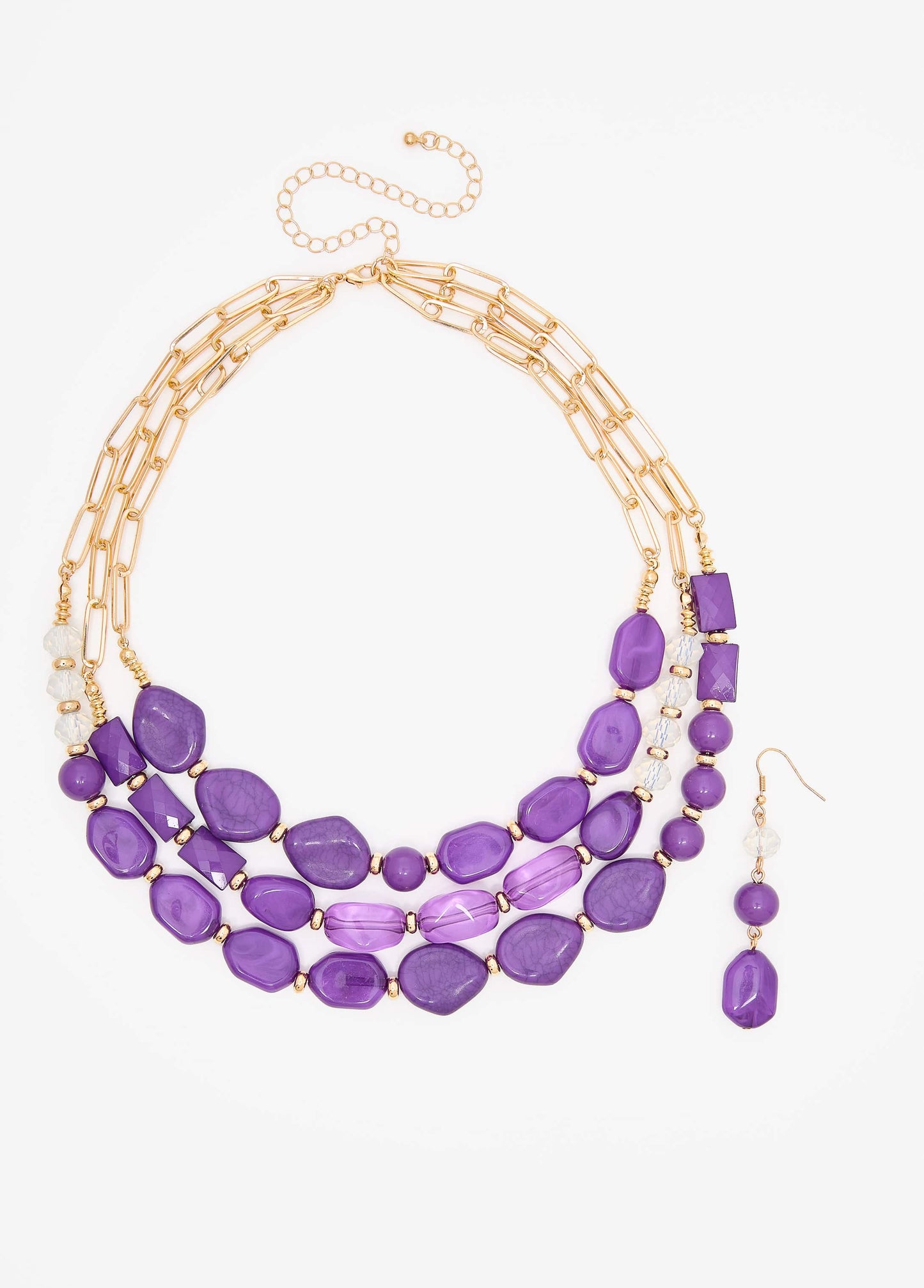 Layered Marble Stone Necklace Set