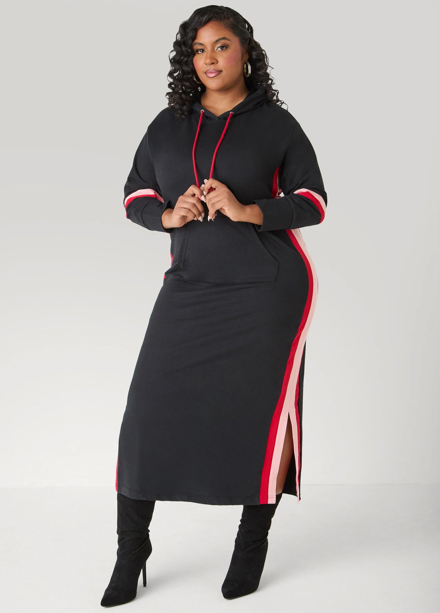 Striped Maxi Hooded Dress