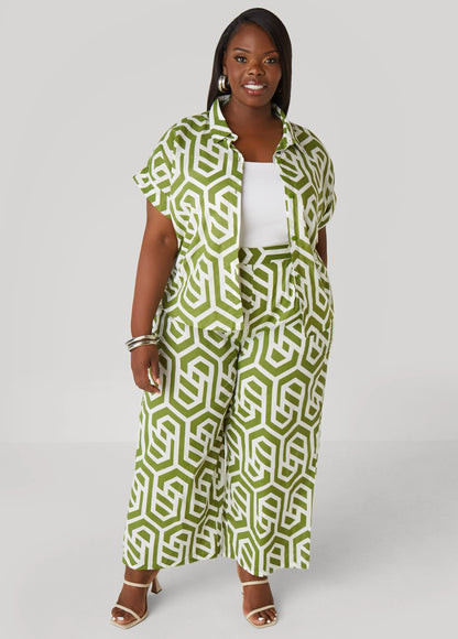 Geo Print Cotton Pants