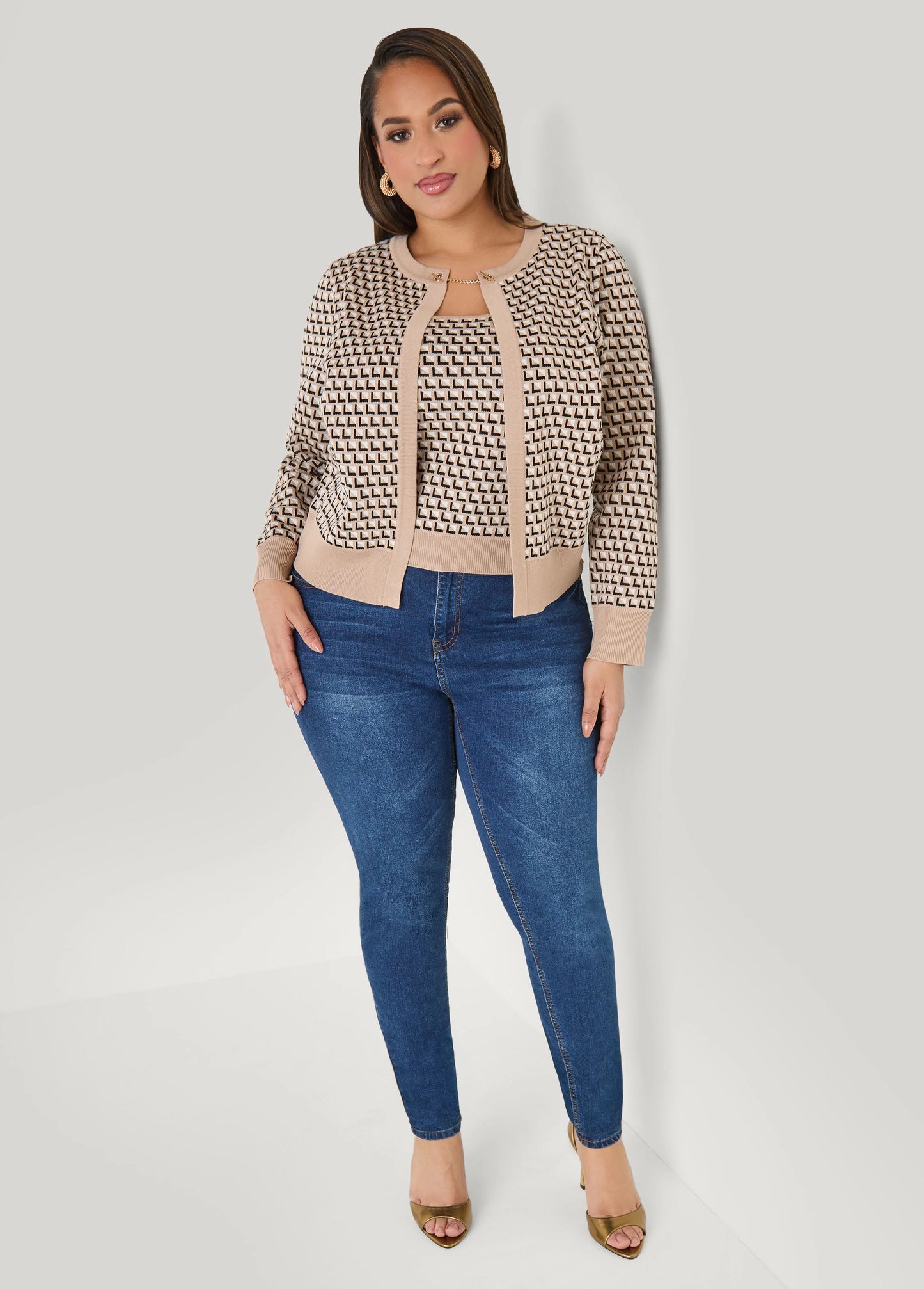 Layered Intarsia Knit Sweater