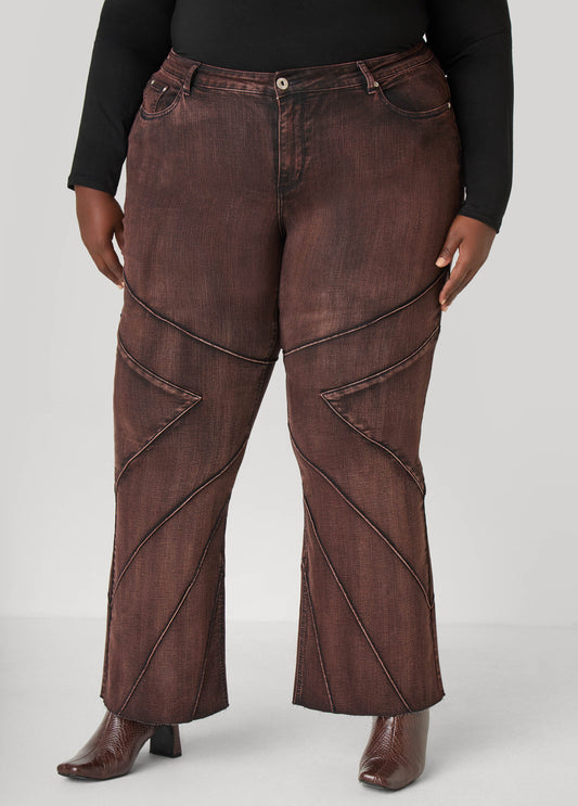 High Rise Seamed Flared Jeans