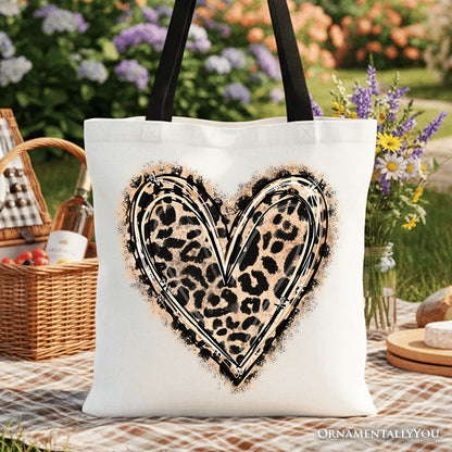 Leopard Heart Valentine Tote Bag