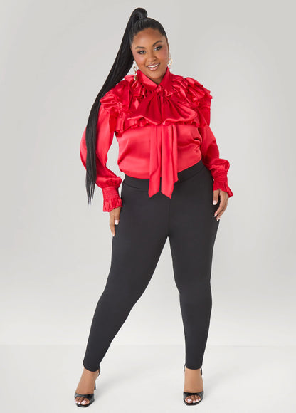 Ruffled Satin Shirt