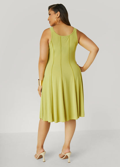 Ring Embellished Seamed Dress