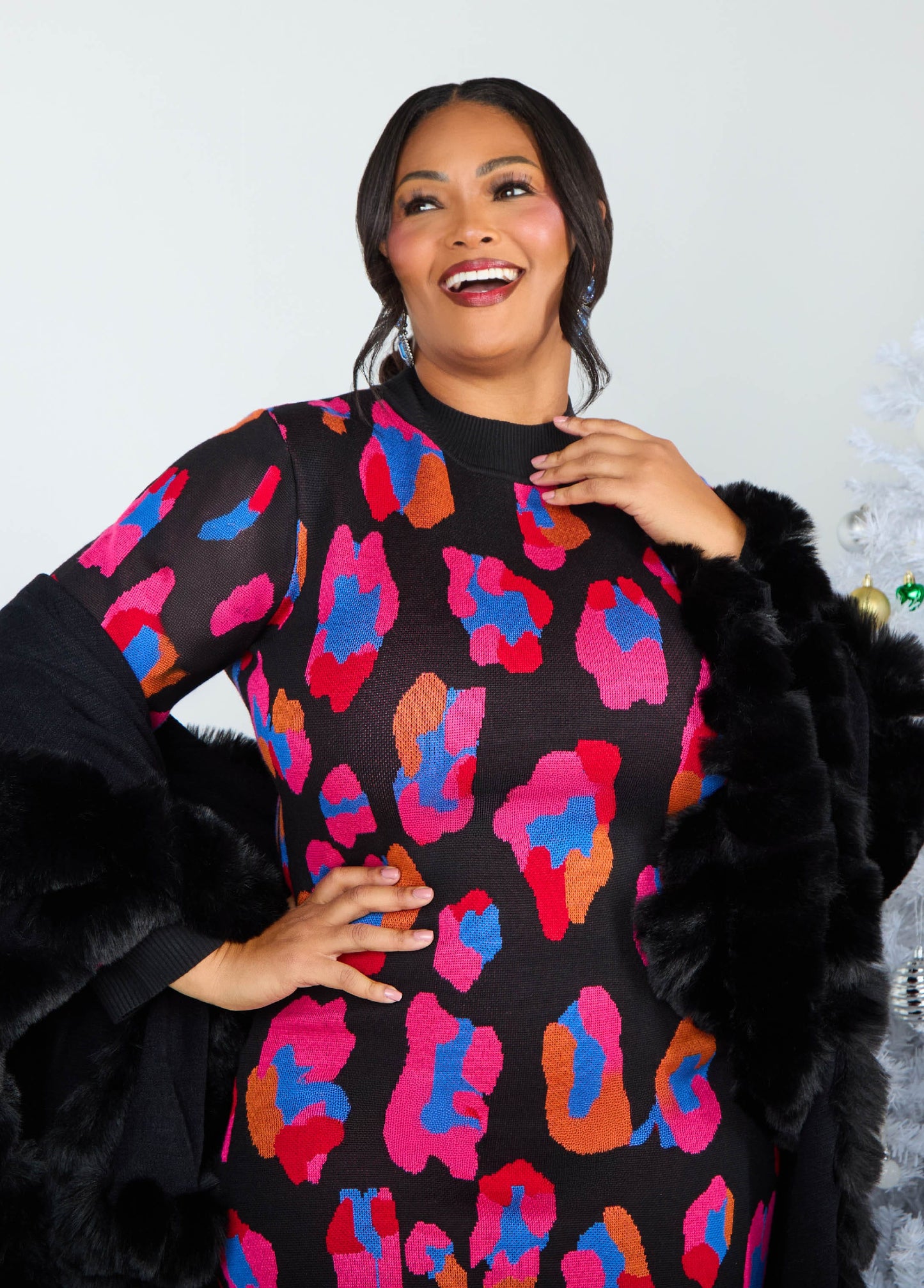 Leopard Intarsia Sweater Dress
