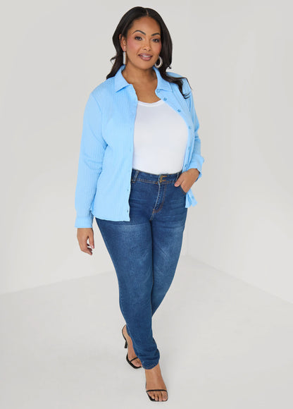 Textured Button Front Shirt