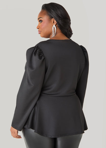 Stone Embellished Peplum Top
