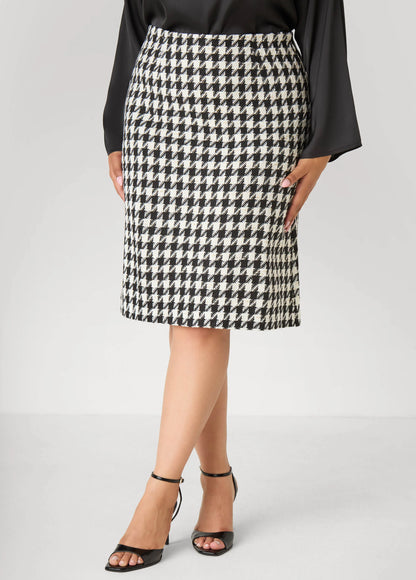 Boucle Houndstooth Pencil Skirt
