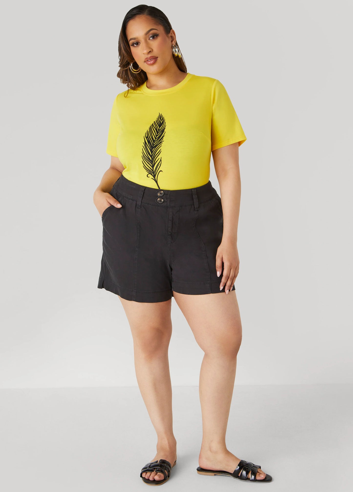Button Front Denim Shorts