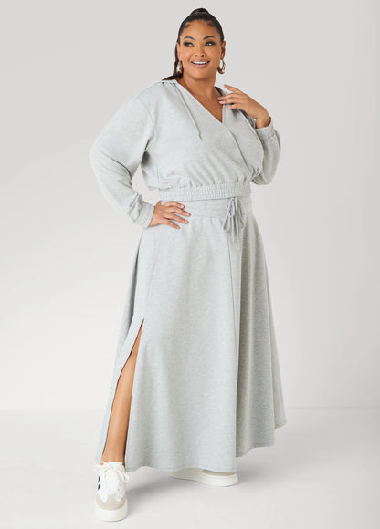 Side Split Drawstring Maxi Skirt