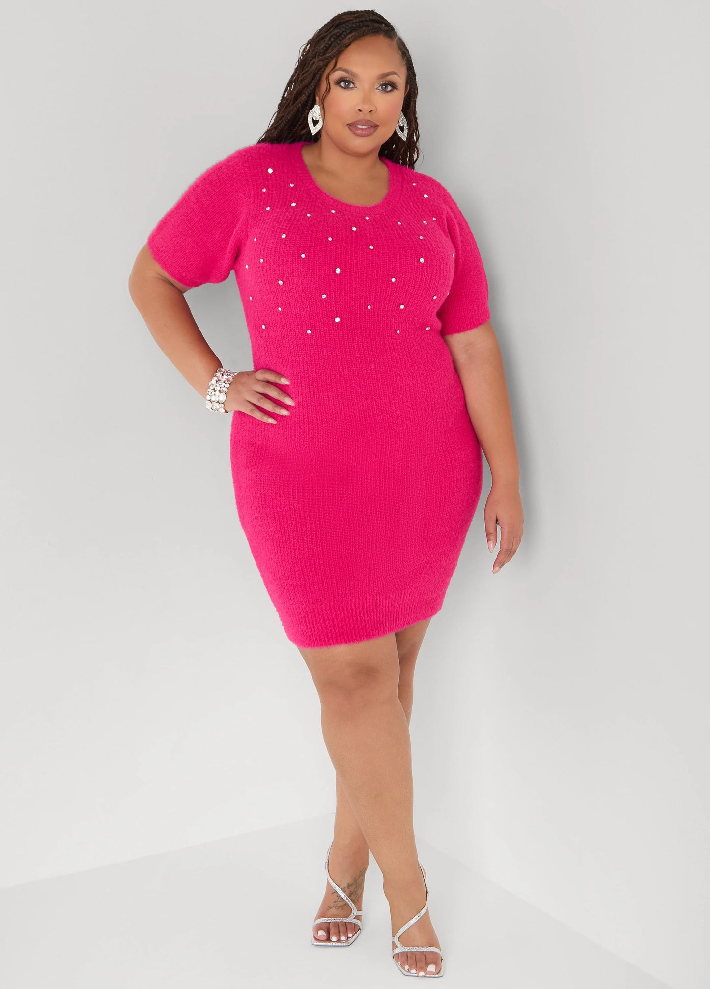 Embellished Sweater Dress