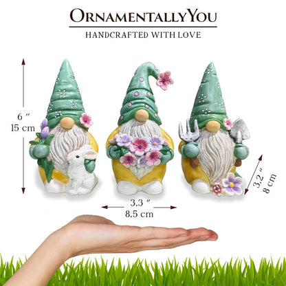 Set of Three Gardening Gnome Figurines