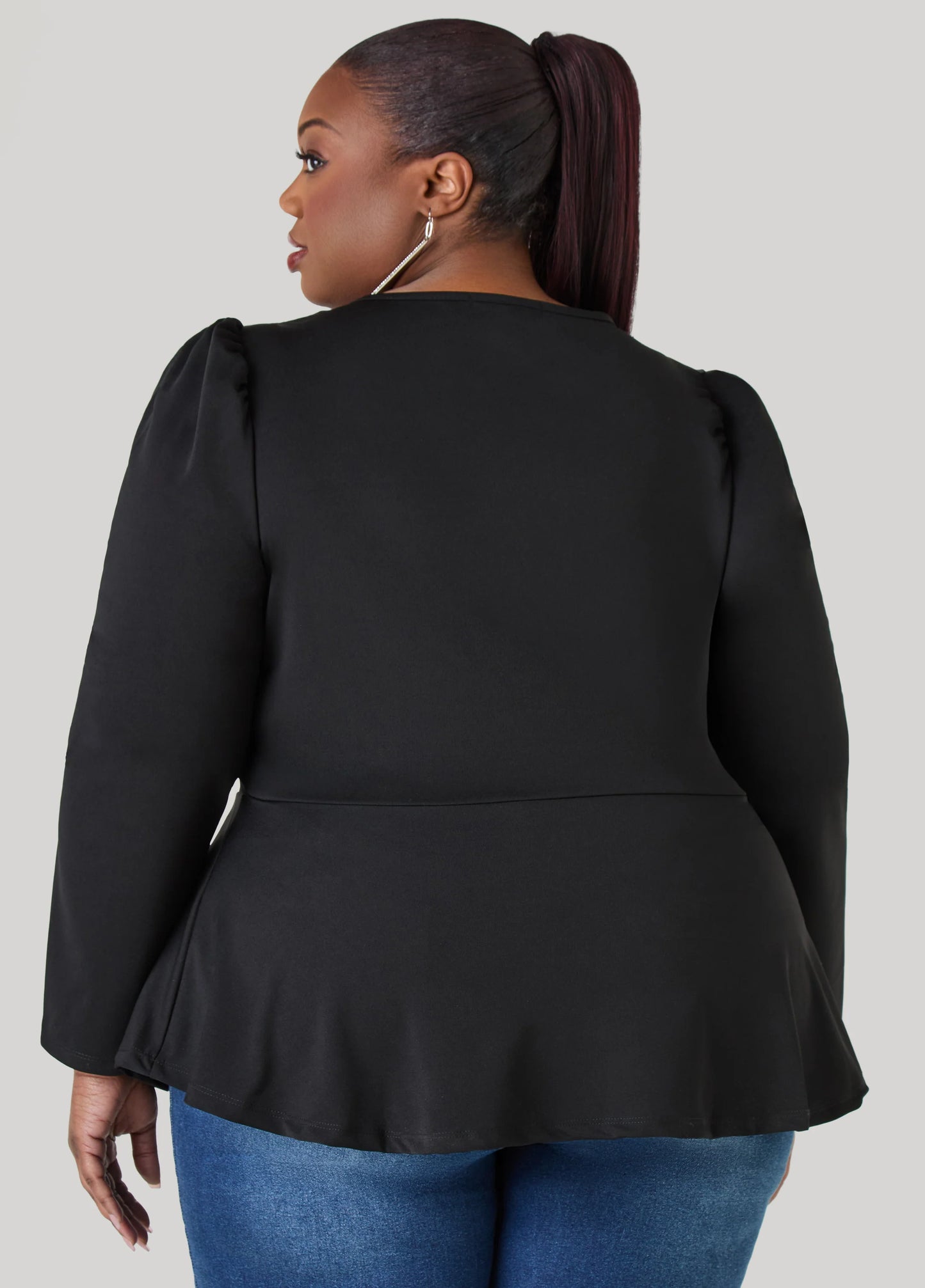 Cutout Embellished Peplum Top