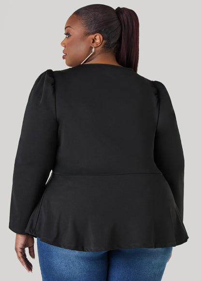 Cutout Embellished Peplum Top