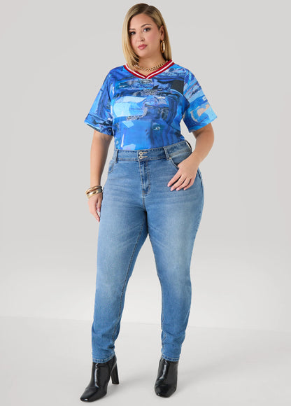 Patchwork Denim Print Jersey