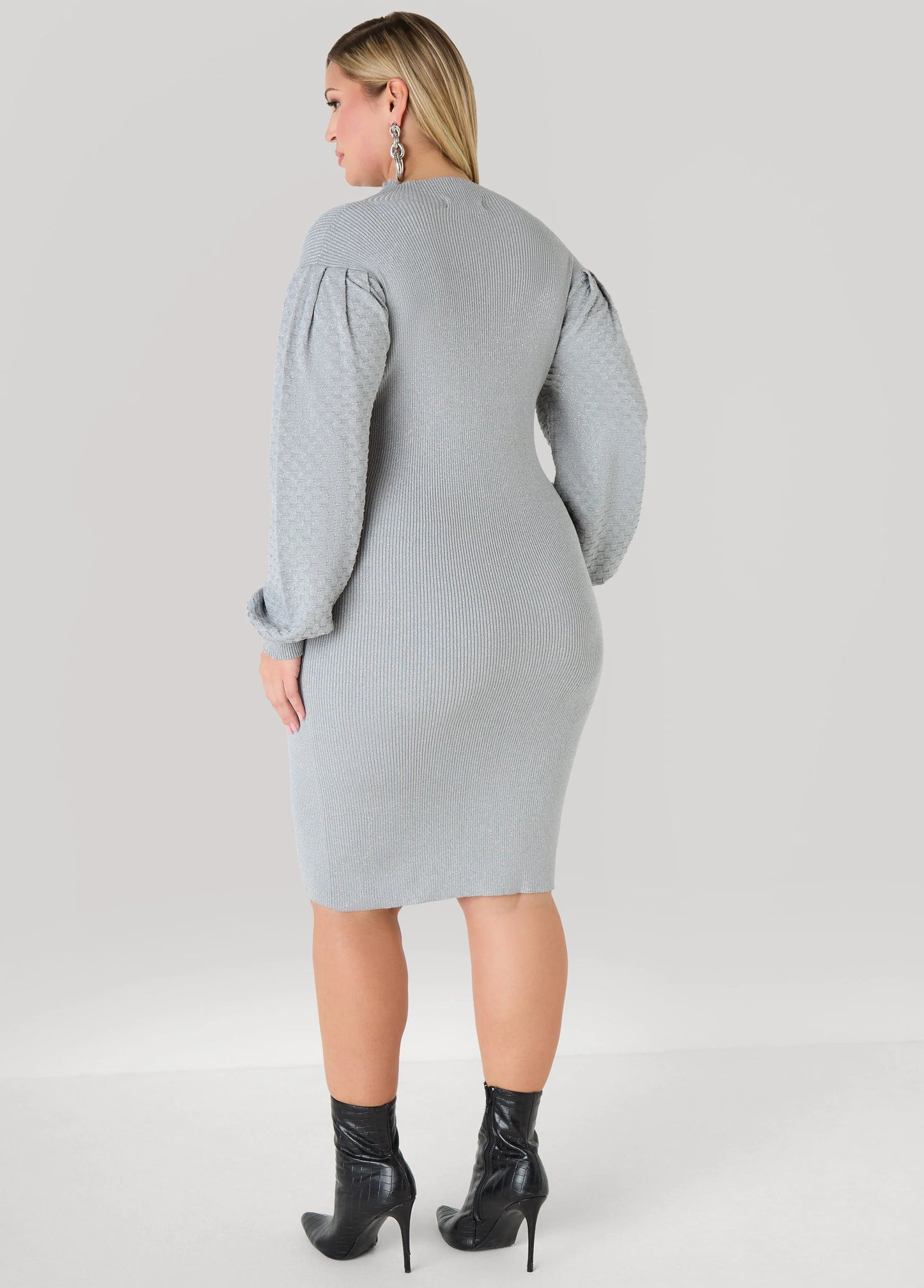 Metallic Textured Sweater Dress