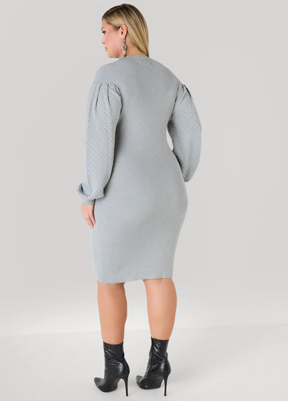 Metallic Textured Sweater Dress