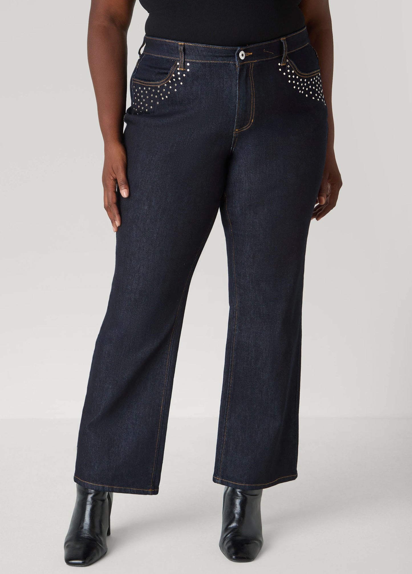 Studded Straight Leg Jeans
