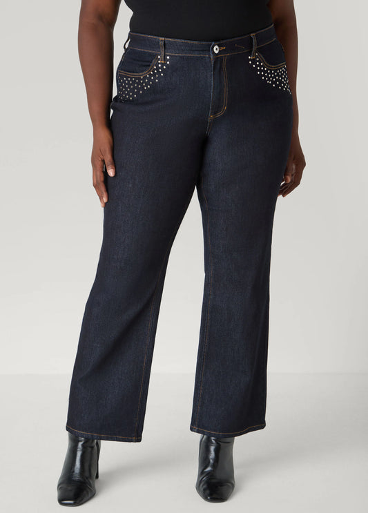 Studded Straight Leg Jeans