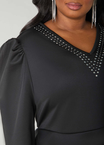 Stone Embellished Peplum Top