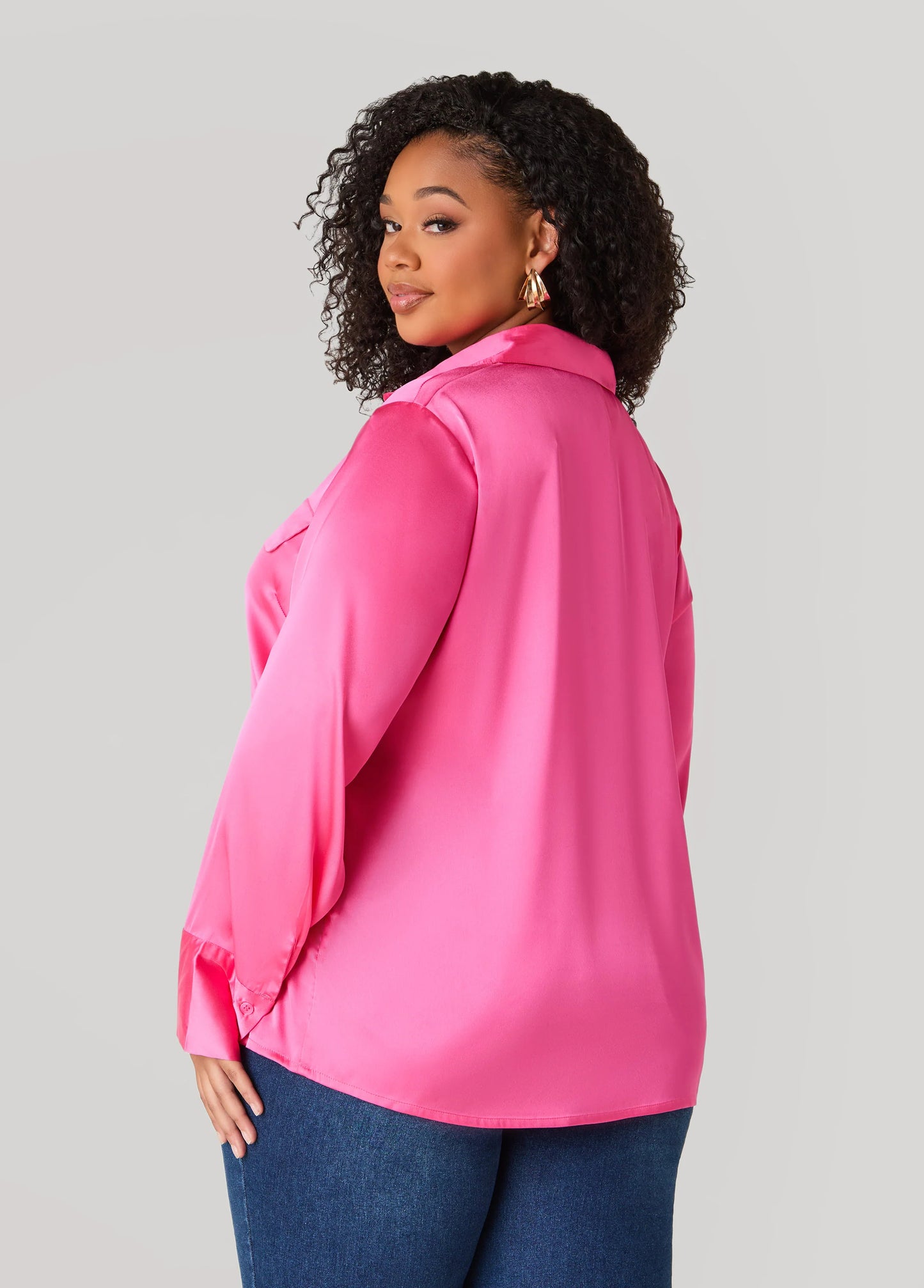 Faux Pocket Satin Shirt