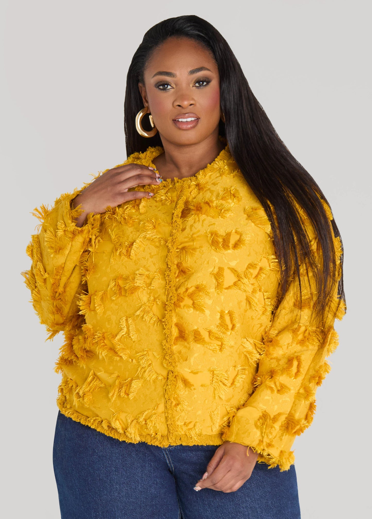 Frayed Textured Twill Jacket